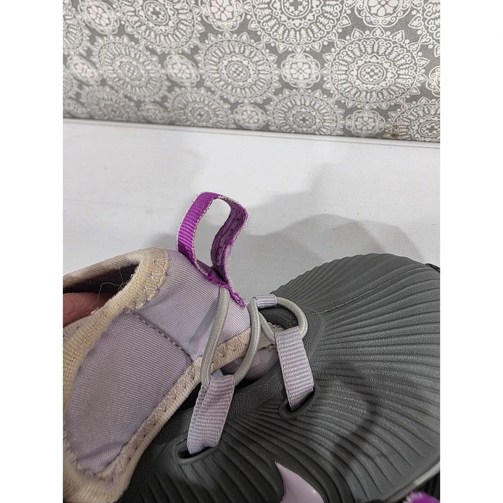 Nike Toddler‎ 7C Boots Gray Purple Swoosh Logo Lace Up Hook&Loop Ankle Booties
